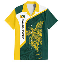 Personalised PNG Jiwaka Province Family Matching Short Sleeve Bodycon Dress and Hawaiian Shirt Bird of Paradise Tattoo Flag Motif - Polynesian Pride