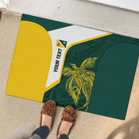 Personalised PNG Jiwaka Province Rubber Doormat Bird of Paradise Tattoo Flag Motif - Polynesian Pride