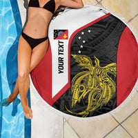 Personalised PNG Sandaun Province Beach Blanket Bird of Paradise Tattoo Flag Motif - Polynesian Pride