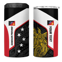 Personalised PNG Sandaun Province 4 in 1 Can Cooler Tumbler Bird of Paradise Tattoo Flag Motif - Polynesian Pride