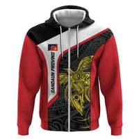 Personalised PNG Sandaun Province Hoodie Bird of Paradise Tattoo Flag Motif - Polynesian Pride