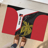 Personalised PNG Sandaun Province Rubber Doormat Bird of Paradise Tattoo Flag Motif - Polynesian Pride