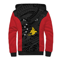 Personalised PNG Sandaun Province Sherpa Hoodie Bird of Paradise Tattoo Flag Motif - Polynesian Pride
