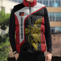 Personalised PNG Sandaun Province Sleeveless Puffer Jacket Bird of Paradise Tattoo Flag Motif - Polynesian Pride