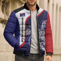 Personalised PNG West New Britain Province Bomber Puffer Jacket Bird of Paradise Tattoo Flag Motif - Polynesian Pride