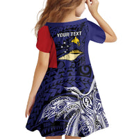 Personalised PNG West New Britain Province Family Matching Off The Shoulder Long Sleeve Dress and Hawaiian Shirt Bird of Paradise Tattoo Flag Motif - Polynesian Pride