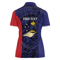 Personalised PNG West New Britain Province Women Polo Shirt Bird of Paradise Tattoo Flag Motif - Polynesian Pride