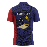 Personalised PNG West New Britain Province Zipper Polo Shirt Bird of Paradise Tattoo Flag Motif - Polynesian Pride