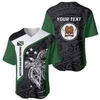 Personalised PNG Western Highlands Province Baseball Jersey Bird of Paradise Tattoo Flag Motif - Polynesian Pride