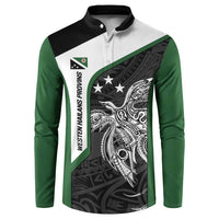 Personalised PNG Western Highlands Province Button Sweatshirt Bird of Paradise Tattoo Flag Motif - Polynesian Pride