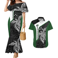 Personalised PNG Western Highlands Province Couples Matching Mermaid Dress and Hawaiian Shirt Bird of Paradise Tattoo Flag Motif - Polynesian Pride