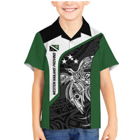 Personalised PNG Western Highlands Province Family Matching Mermaid Dress and Hawaiian Shirt Bird of Paradise Tattoo Flag Motif - Polynesian Pride
