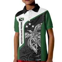 Personalised PNG Western Highlands Province Kid Polo Shirt Bird of Paradise Tattoo Flag Motif - Polynesian Pride