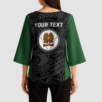 Personalised PNG Western Highlands Province Kimono Sleeve Blouse Bird of Paradise Tattoo Flag Motif - Polynesian Pride