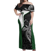 Personalised PNG Western Highlands Province Off Shoulder Maxi Dress Bird of Paradise Tattoo Flag Motif - Polynesian Pride