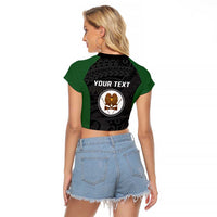 Personalised PNG Western Highlands Province Raglan Cropped T Shirt Bird of Paradise Tattoo Flag Motif - Polynesian Pride