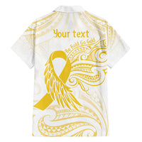 Be Bold Go Gold Polyneisan Ribbon Childhood Personalised Family Matching Off Shoulder Short Dress and Hawaiian Shirt