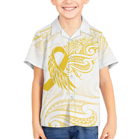 Be Bold Go Gold Polyneisan Ribbon Childhood Personalised Family Matching Tank Maxi Dress and Hawaiian Shirt
