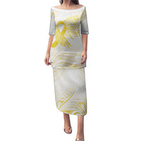 Be Bold Go Gold Polyneisan Ribbon Childhood Personalised Puletasi