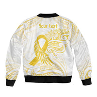 Be Bold Go Gold Polyneisan Ribbon Childhood Personalised Sleeve Zip Bomber Jacket
