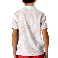 White Sunday Lotu Tamaiti Kid Polo Shirt Polynesian Wave Pastel Blush - Polynesian Pride