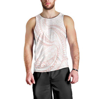 White Sunday Lotu Tamaiti Men Tank Top Polynesian Wave Pastel Blush - Polynesian Pride