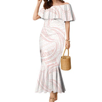 White Sunday Lotu Tamaiti Mermaid Dress Polynesian Wave Pastel Blush - Polynesian Pride