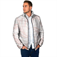 White Sunday Lotu Tamaiti Padded Jacket Polynesian Wave Pastel Blush - Polynesian Pride