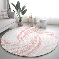 White Sunday Lotu Tamaiti Round Carpet Polynesian Wave Pastel Blush - Polynesian Pride
