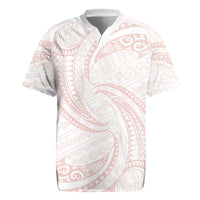 White Sunday Lotu Tamaiti Rugby Jersey Polynesian Wave Pastel Blush - Polynesian Pride