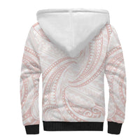 White Sunday Lotu Tamaiti Sherpa Hoodie Polynesian Wave Pastel Blush - Polynesian Pride