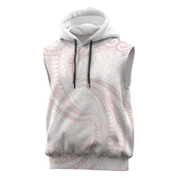 White Sunday Lotu Tamaiti Sleeveless Hoodie Polynesian Wave Pastel Blush - Polynesian Pride