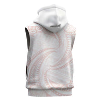 White Sunday Lotu Tamaiti Sleeveless Zip Hoodie Polynesian Wave Pastel Blush LT9 - Polynesian Pride