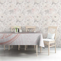 White Sunday Lotu Tamaiti Tablecloth Polynesian Wave Pastel Blush - Polynesian Pride