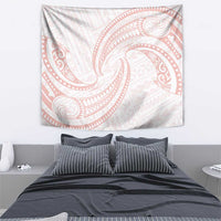 White Sunday Lotu Tamaiti Tapestry Polynesian Wave Pastel Blush - Polynesian Pride