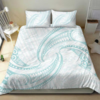 White Sunday Lotu Tamaiti Bedding Set Polynesian Wave Pastel Cyan - Polynesian Pride
