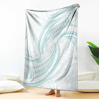 White Sunday Lotu Tamaiti Blanket Polynesian Wave Pastel Cyan - Polynesian Pride
