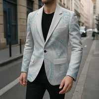White Sunday Lotu Tamaiti Blazer Polynesian Wave Pastel Cyan - Polynesian Pride
