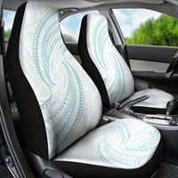 White Sunday Lotu Tamaiti Car Seat Cover Polynesian Wave Pastel Cyan - Polynesian Pride