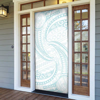 White Sunday Lotu Tamaiti Door Cover Polynesian Wave Pastel Cyan - Polynesian Pride