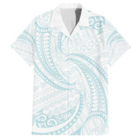 White Sunday Lotu Tamaiti Family Matching Off Shoulder Short Dress and Hawaiian Shirt Polynesian Wave Pastel Cyan LT9 Dad's Shirt - Short Sleeve Cyan - Polynesian Pride
