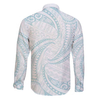 White Sunday Lotu Tamaiti Family Matching Puletasi and Hawaiian Shirt Polynesian Wave Pastel Cyan - Polynesian Pride