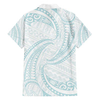White Sunday Lotu Tamaiti Hawaiian Shirt Polynesian Wave Pastel Cyan - Polynesian Pride