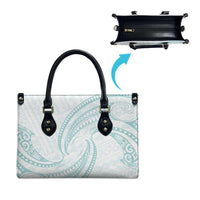 White Sunday Lotu Tamaiti Leather Bag Polynesian Wave Pastel Cyan - Polynesian Pride