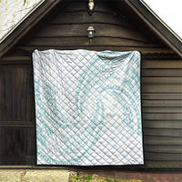 White Sunday Lotu Tamaiti Quilt Polynesian Wave Pastel Cyan - Polynesian Pride