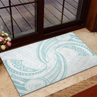 White Sunday Lotu Tamaiti Rubber Doormat Polynesian Wave Pastel Cyan - Polynesian Pride