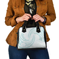 White Sunday Lotu Tamaiti Shoulder Handbag Polynesian Wave Pastel Cyan - Polynesian Pride
