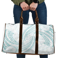 White Sunday Lotu Tamaiti Travel Bag Polynesian Wave Pastel Cyan - Polynesian Pride