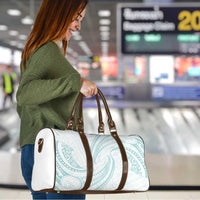 White Sunday Lotu Tamaiti Travel Bag Polynesian Wave Pastel Cyan - Polynesian Pride