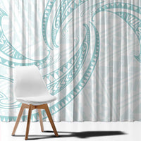 White Sunday Lotu Tamaiti Window Curtain Polynesian Wave Pastel Cyan - Polynesian Pride